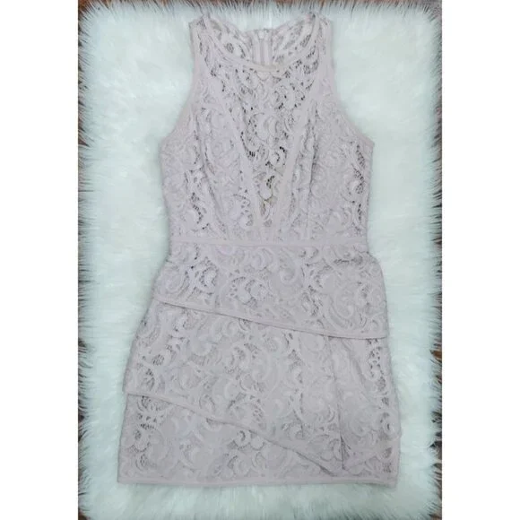 BCBGMaxazria Lavender Lace Whimsy Wedding Guest Hanah Mini Cocktail Dress Size M - Picture 2 of 12